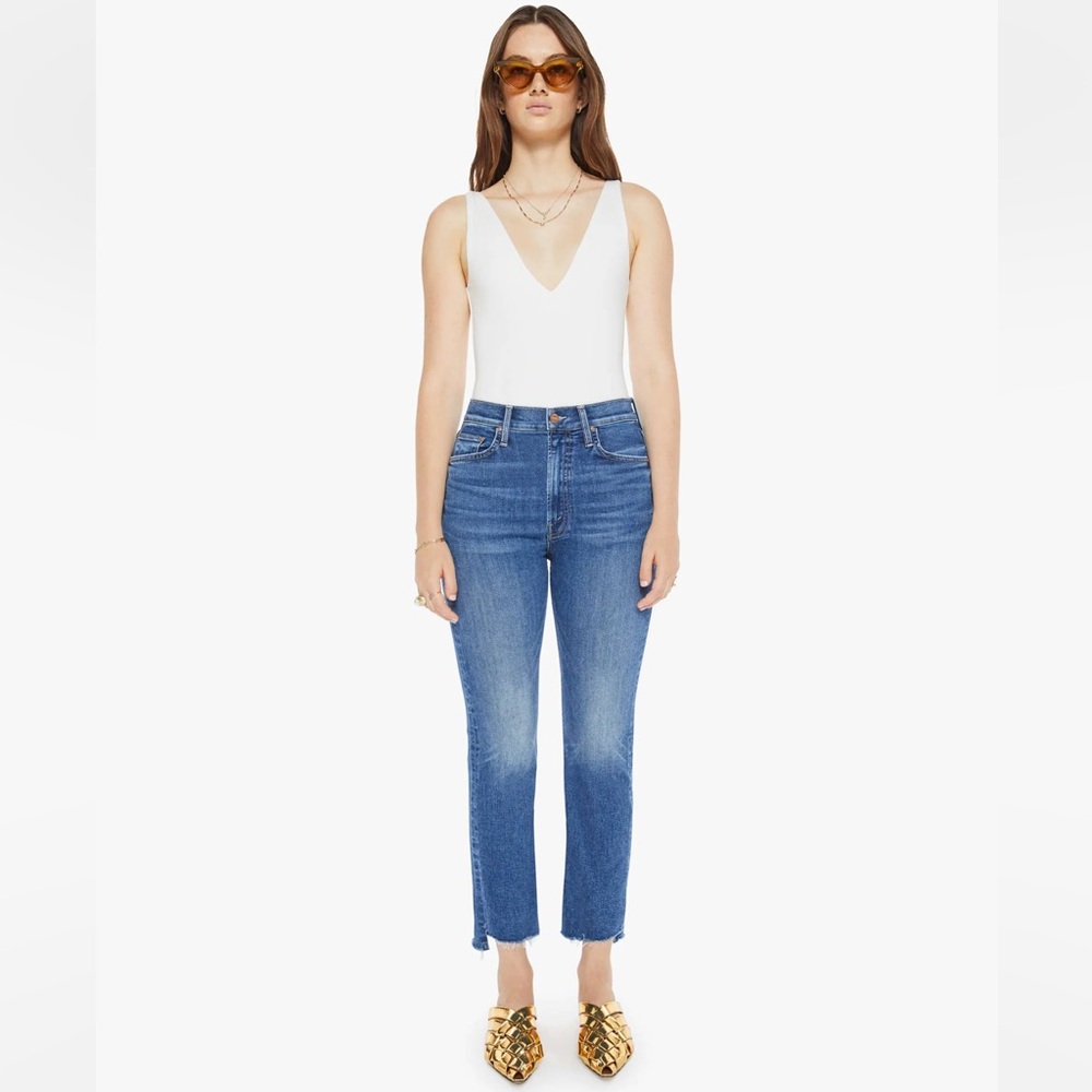 MOTHER High Waisted Rider Ankle Step Fray Jeans 25